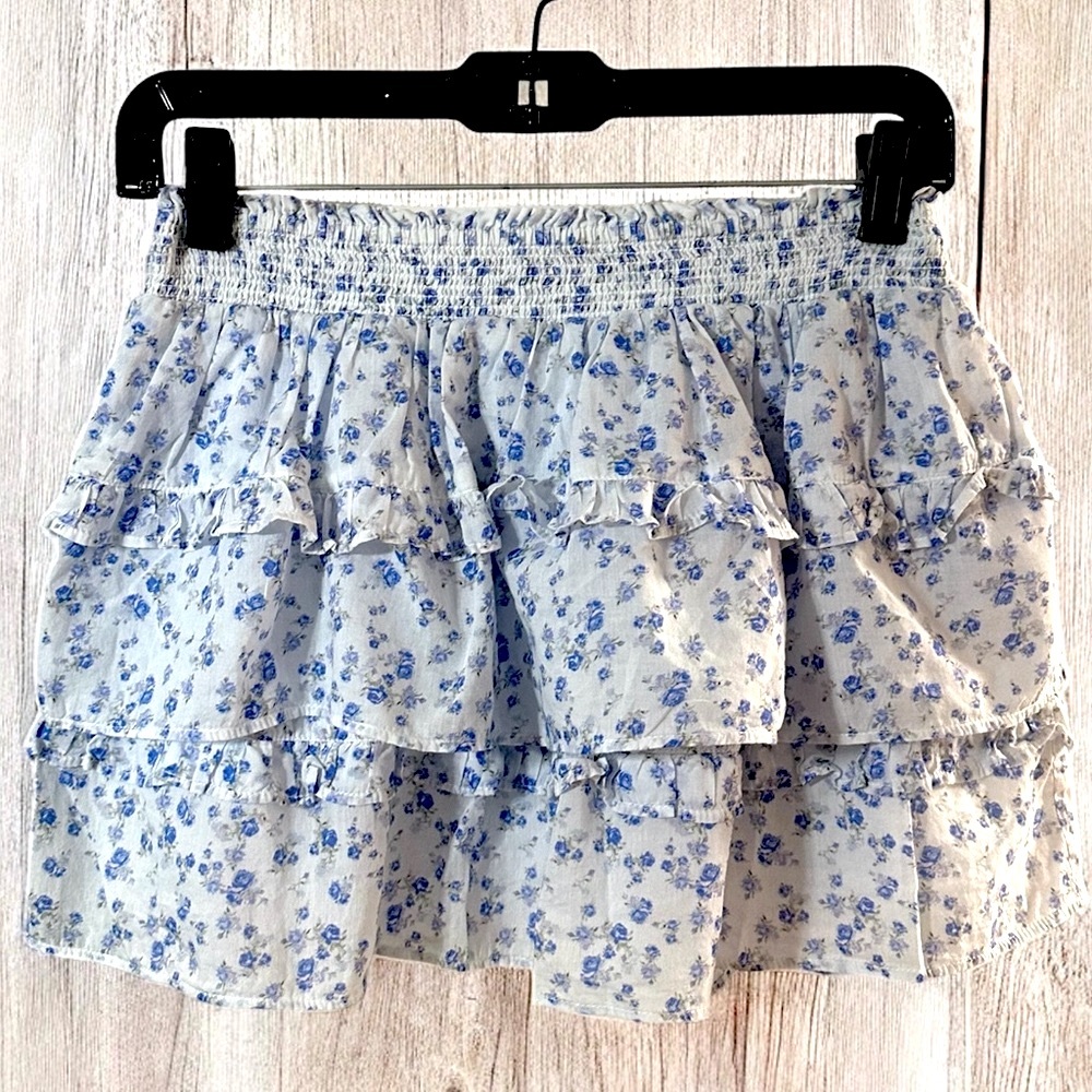 LoveShackFancy Blue Floral Skirt